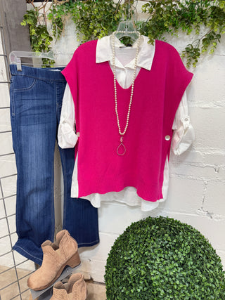 Sideways Fuchsia Sweater Vest Miss Carla