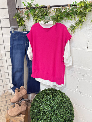 Sideways Fuchsia Sweater Vest Miss Carla
