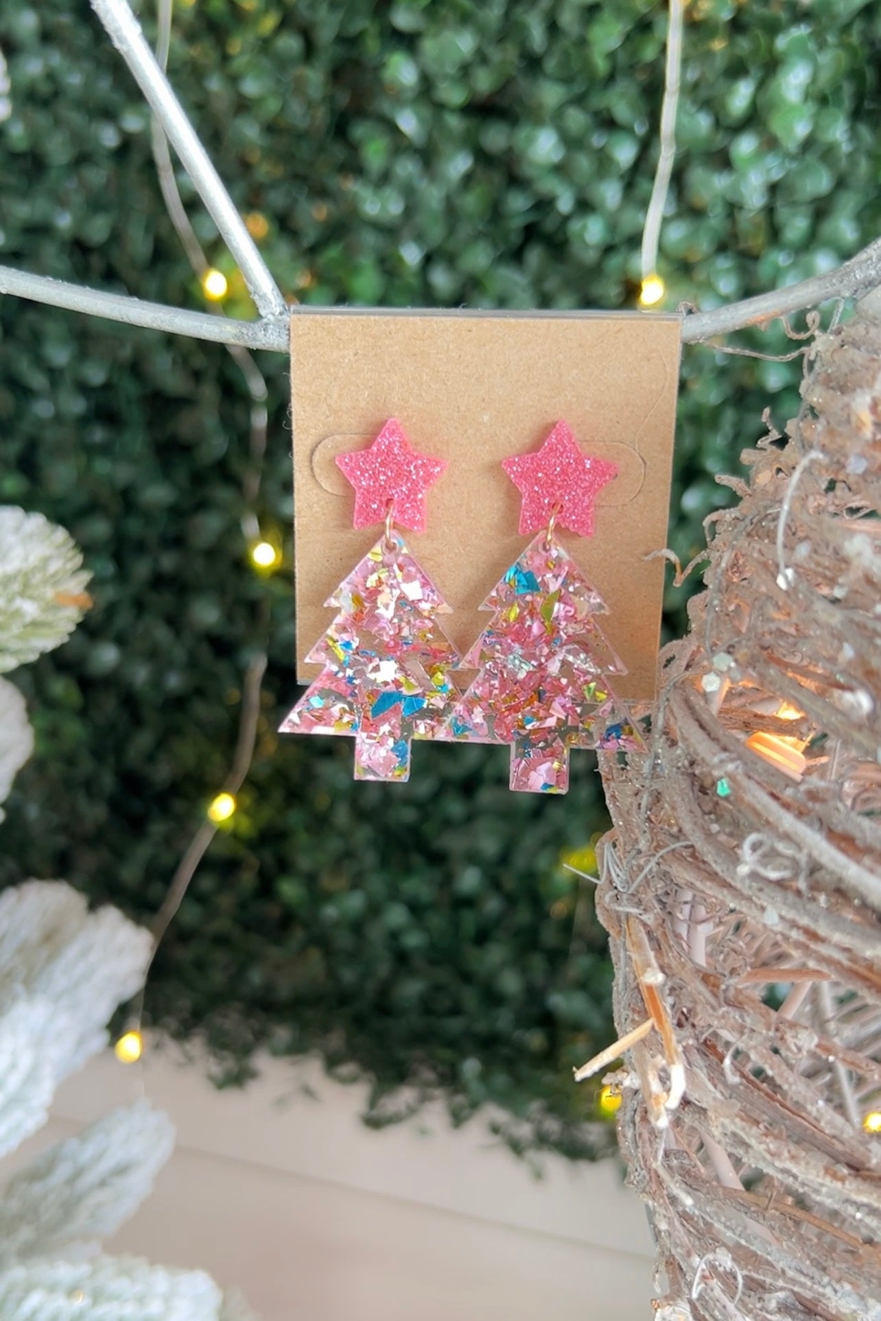 Pink Tree Earrings RESTOCK