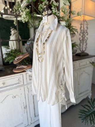 Kirby Linen Top Natural Shirts & Tops Pol Clothing