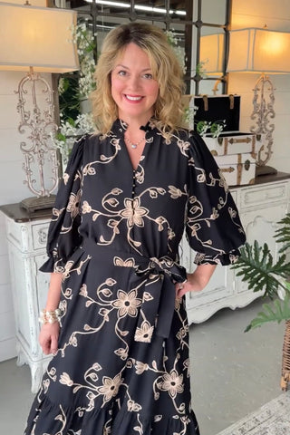 Night Blooms Long Dress Black by Entro