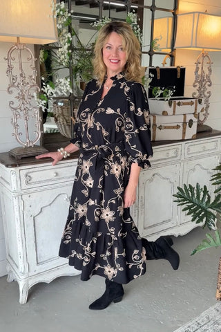 Night Blooms Long Dress Black by Entro