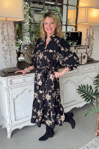 Night Blooms Long Dress Black by Entro