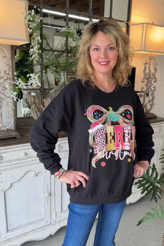 Doodle Bow Sweatshirt Black