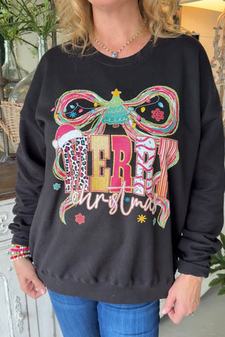 Doodle Bow Sweatshirt Black