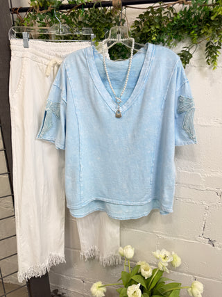 Amy Top Baby Blue Shirts & Tops J Her