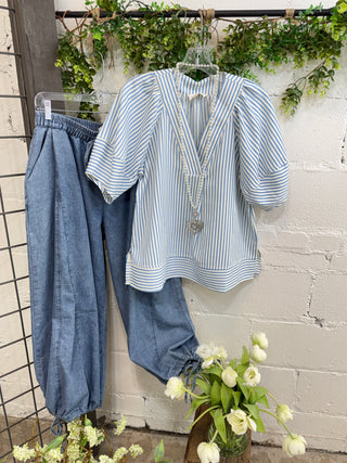 Ingram Top Blue by Entro Shirts & Tops Entro