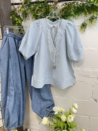 Ingram Top Blue by Entro Shirts & Tops Entro