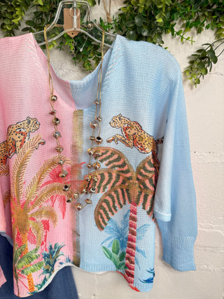 Crossings Sweater Pink/Blue Sweater OHLALA