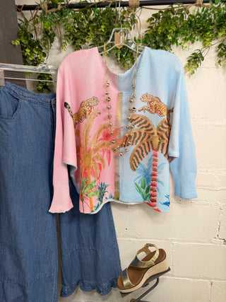 Crossings Sweater Pink/Blue Sweater OHLALA