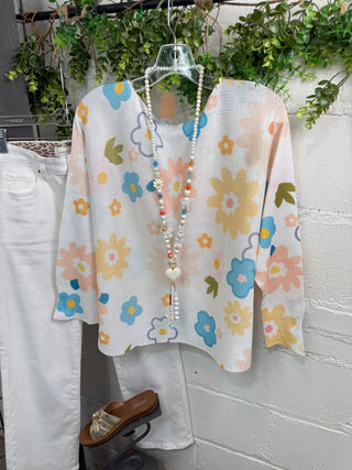 Miss Daisy White/Multi Pastel sweater OHLALA