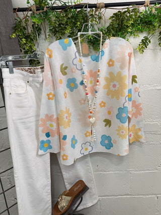 Miss Daisy White/Multi Pastel sweater OHLALA