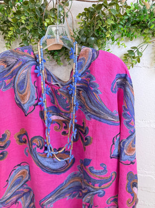 On Board Linen Top Fuchsia Shirts & Tops Prospero