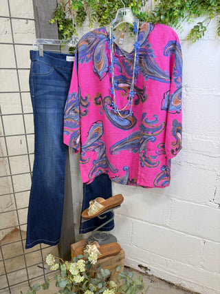 On Board Linen Top Fuchsia Shirts & Tops Prospero