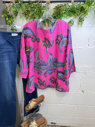 On Board Linen Top Fuchsia Shirts & Tops Prospero