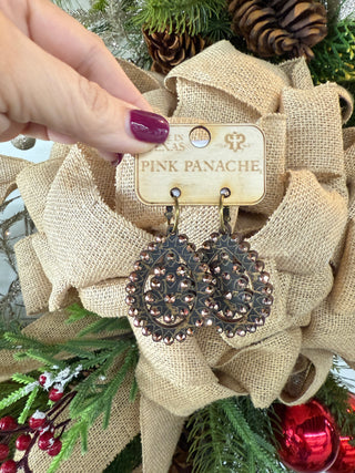 Sparkle Sparkle Earrings Black Gold Earrings Pink panache