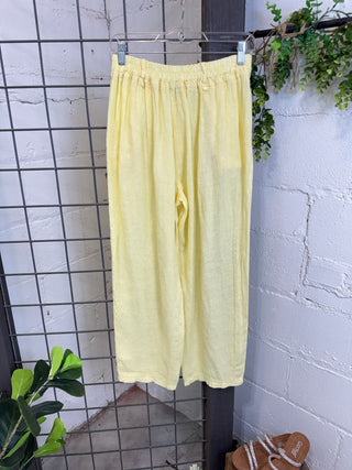 Kensley Linen Pants Yellow Pants Miss Coco