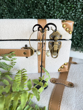 Ringo Earrings Cream/Bronze by Pink Panache
