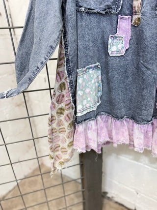 Cutie Pie Denim Patchwork Shirts & Tops Blue Velvet