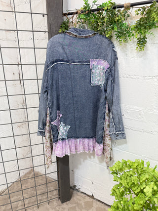 Cutie Pie Denim Patchwork Shirts & Tops Blue Velvet