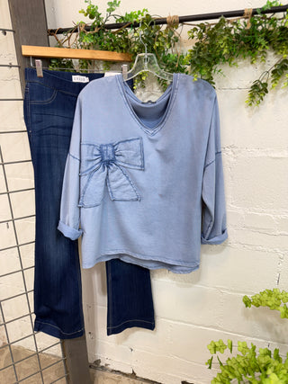 Charity Chambray Blue Shirts & Tops MuMu