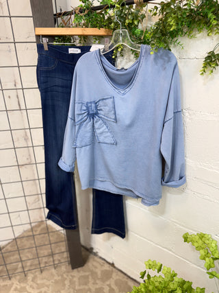 Charity Chambray Blue Shirts & Tops MuMu