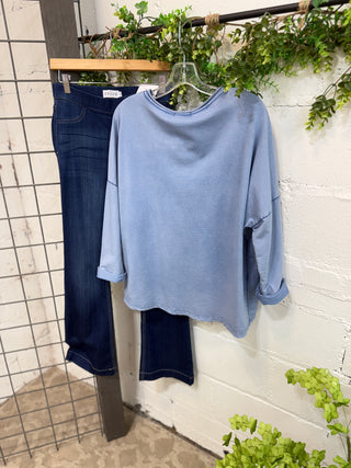 Charity Chambray Blue Shirts & Tops MuMu