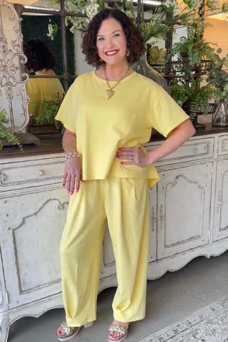 Settle Down Pant Set Yellow Top & Pant Set Davi & Dani