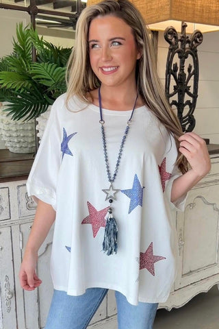 Star Bright Top White Shirts & Tops Peach Love