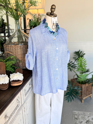 Fleming Top Lt Blue Shirts & Tops Camille & Co