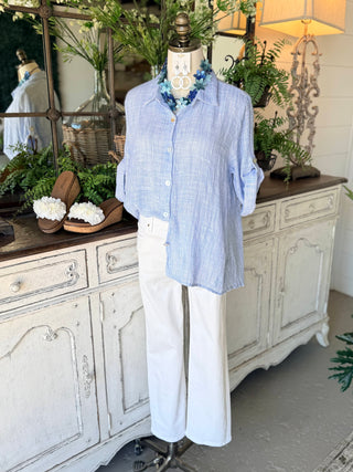 Fleming Top Lt Blue Shirts & Tops Camille & Co