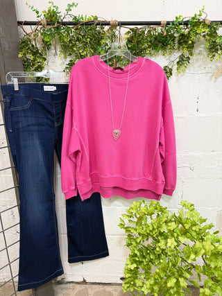 Layla Hot Pink Sweatshirt Zenana