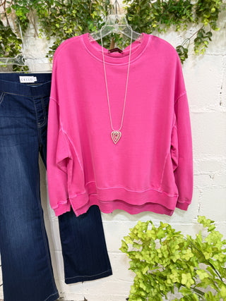 Layla Hot Pink Sweatshirt Zenana