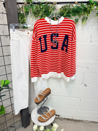 Allegiance Top Red/White Shirts & Tops Tres Bien