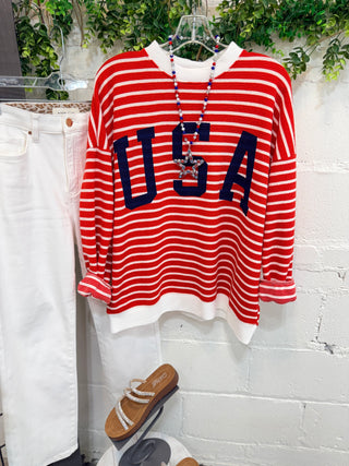 Allegiance Top Red/White Shirts & Tops Tres Bien