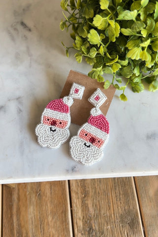 Santa Beaded Earrings Pink Earrings The Royal Standard