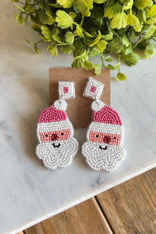 Santa Beaded Earrings Pink Earrings The Royal Standard