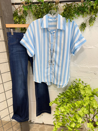 Tanya Top Blue Stripe Shirts & Tops Faire/Ninexis