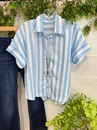 Tanya Top Blue Stripe Shirts & Tops Faire/Ninexis