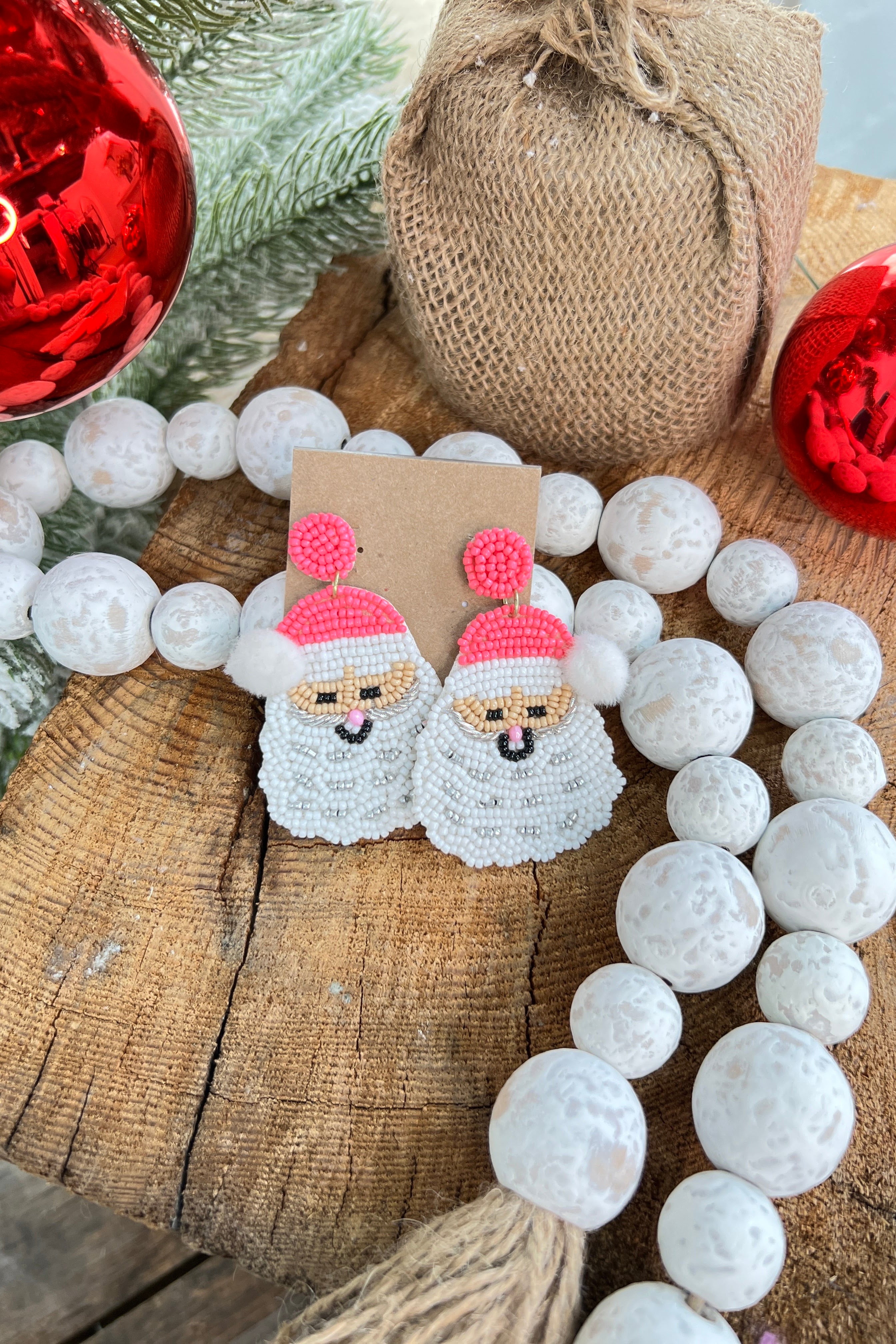 Pink Santa Earrings carol s boutique