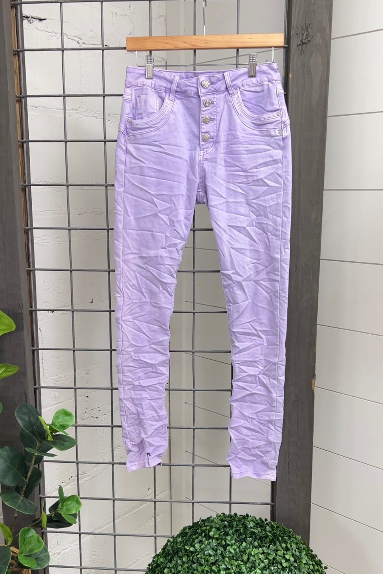 Lilac Scrunch Jeans  Made In Italy XS Lilac 