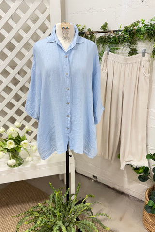 The Keys Baby Blue Shirts & Tops 111% Lino