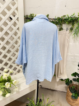 The Keys Baby Blue Shirts & Tops 111% Lino