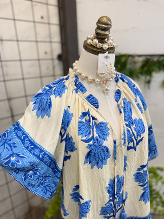 Maya Top Blue Mix by Umgee Shirts & Tops Umgee