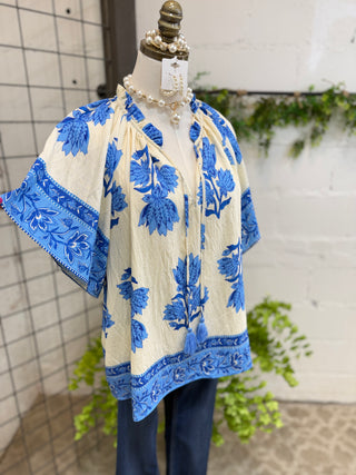 Maya Top Blue Mix by Umgee Shirts & Tops Umgee