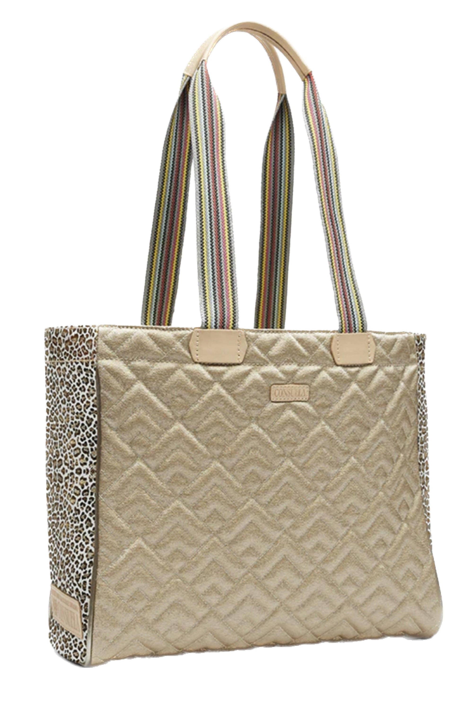 Consuela Laura Journey Tote Handbags, Wallets & Cases Consuela Quilted Luster Coated (Gold) Kit Foiled Side Panels  