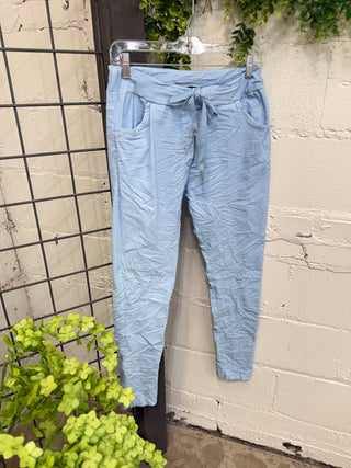 Lucky Me Pants Pale Blue Pants Made In Italy