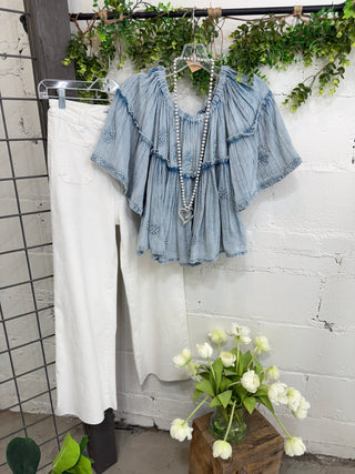 Vivian Top Denim Shirts & Tops Pol Clothing