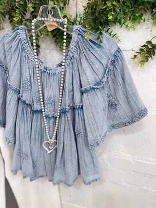 Vivian Top Denim Shirts & Tops Pol Clothing