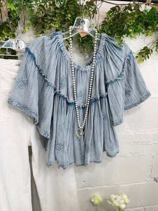 Vivian Top Denim Shirts & Tops Pol Clothing